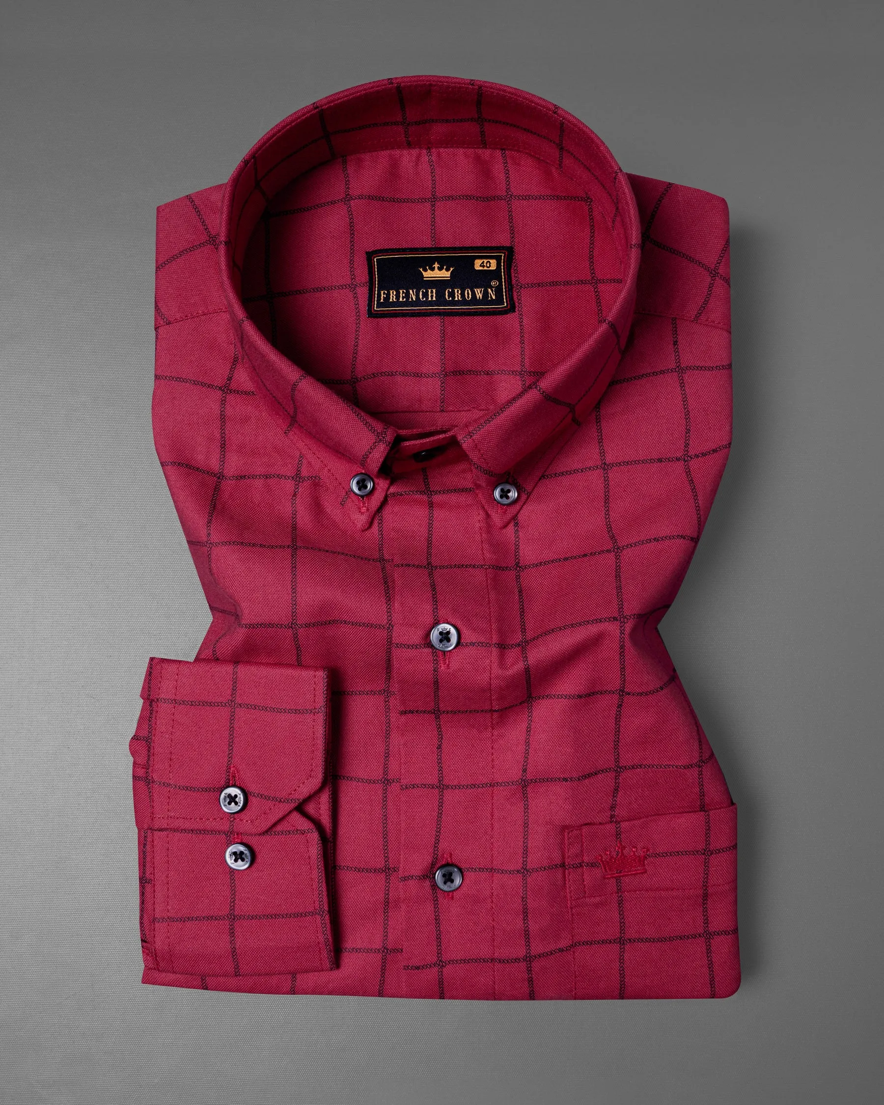 Stiletto Red windowpane Royal Oxford Shirt sold by French Crown product image thumbnail 3