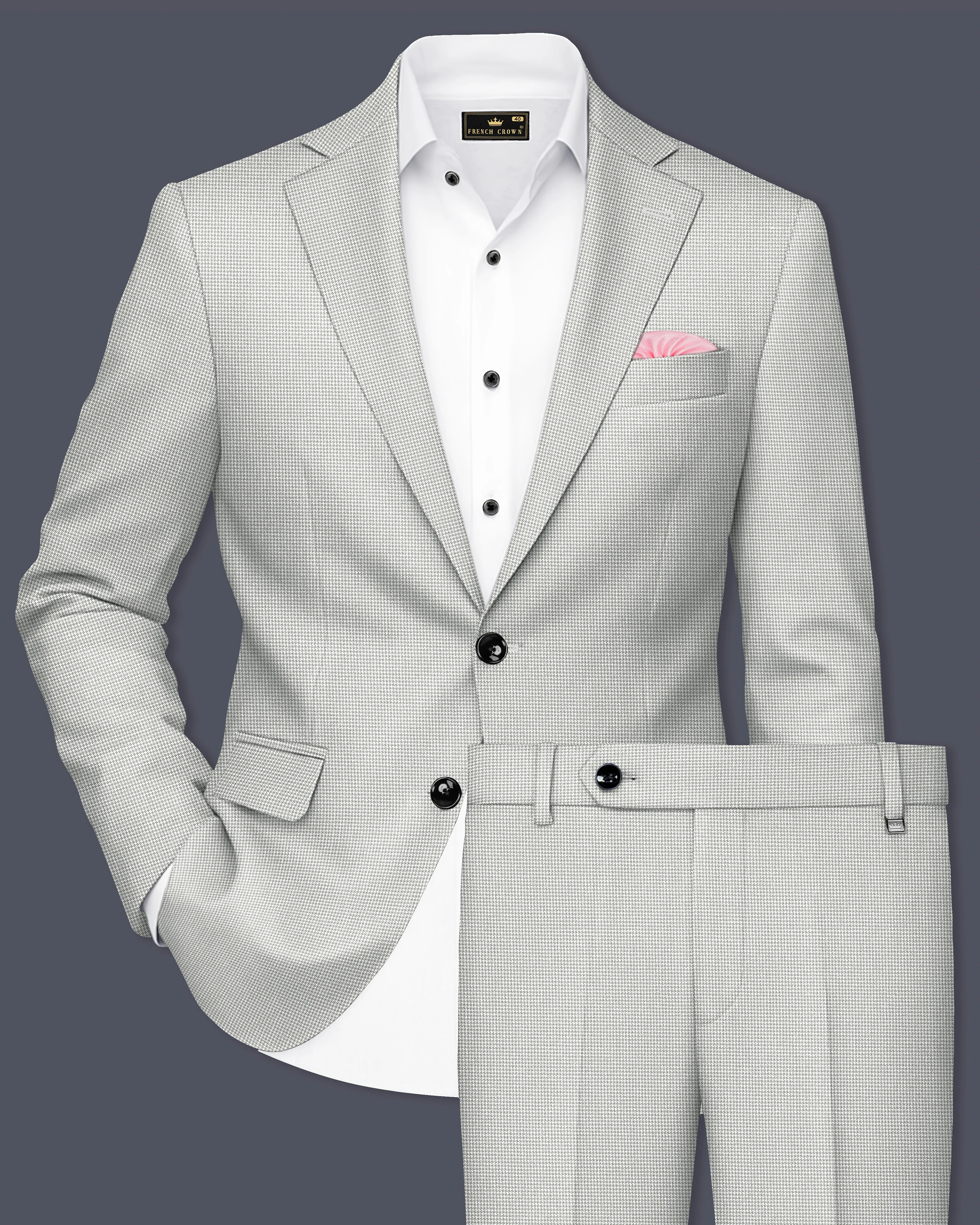 Shady Lady Grey houndstooth Wool Rich Suit sold by French Crown