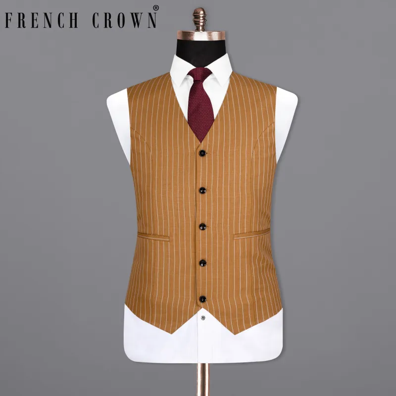 Rust Striped Wool Rich Waistcoat sold by French Crown