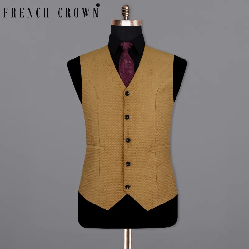 Reno Sand Brown Velvet Corduroy Box patterned Sports Waistcoat sold by French Crown