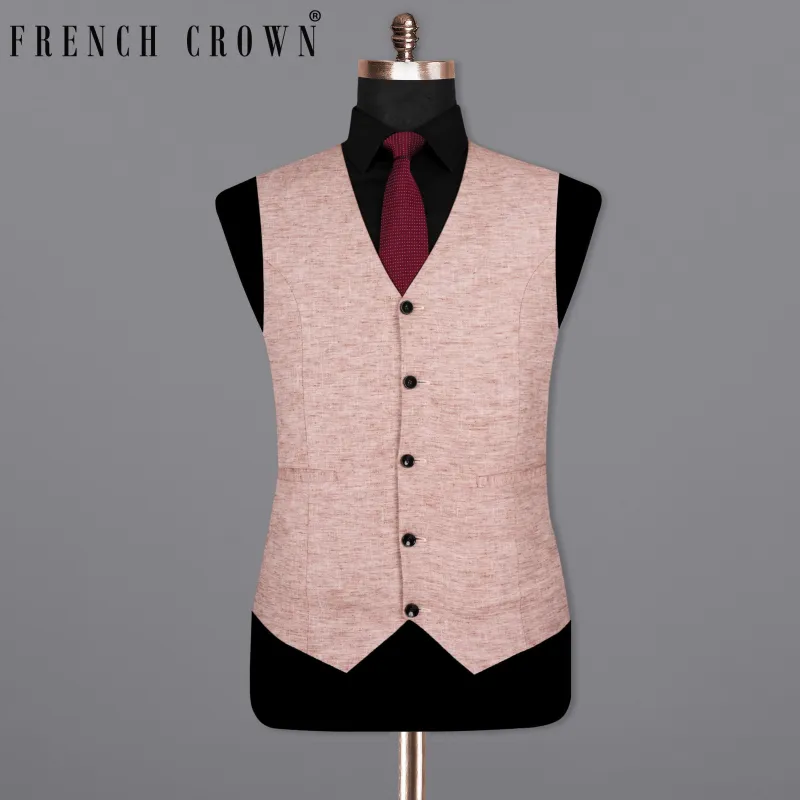Quicksand Brown Luxurious Linen Sports Waistcoat sold by French Crown