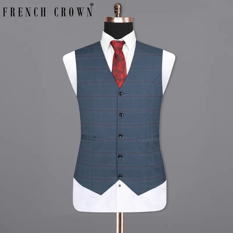 Pickled Bluewood Super fine Checkered Woolrich Waistcoat sold by French Crown