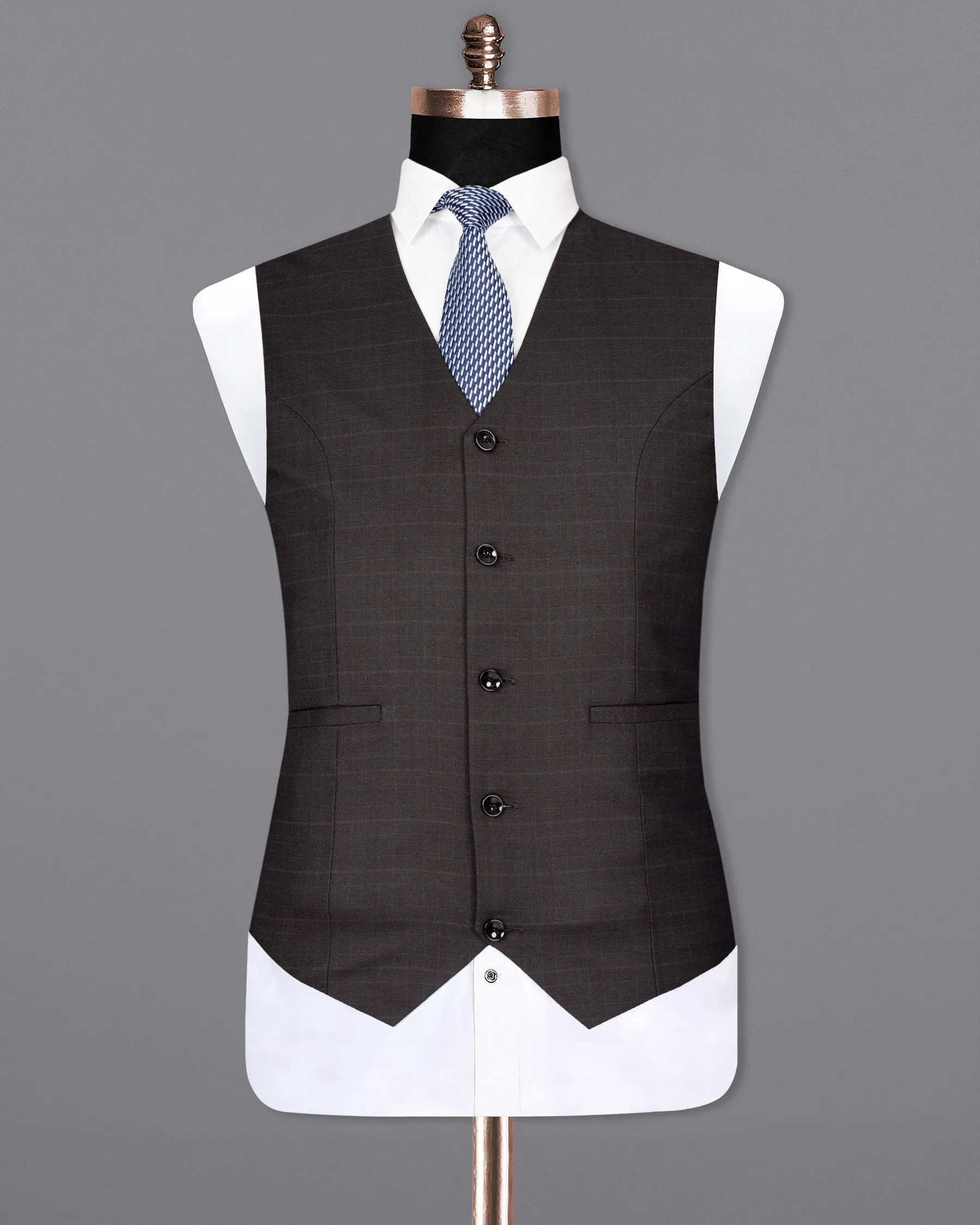 Piano Brown Plaid Wool Rich Waistcoat sold by French Crown product image thumbnail 2