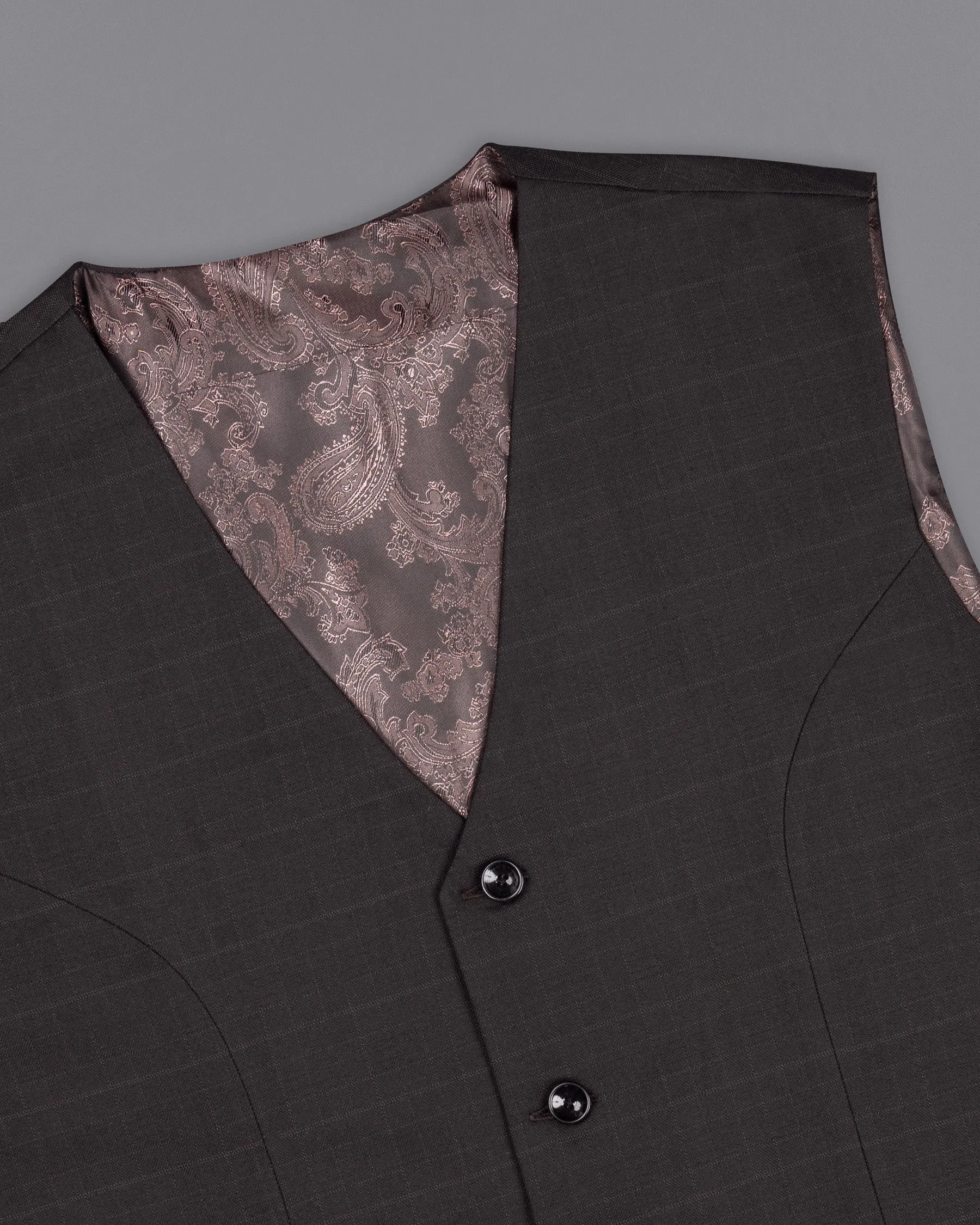 Piano Brown Plaid Wool Rich Waistcoat sold by French Crown product image thumbnail 4