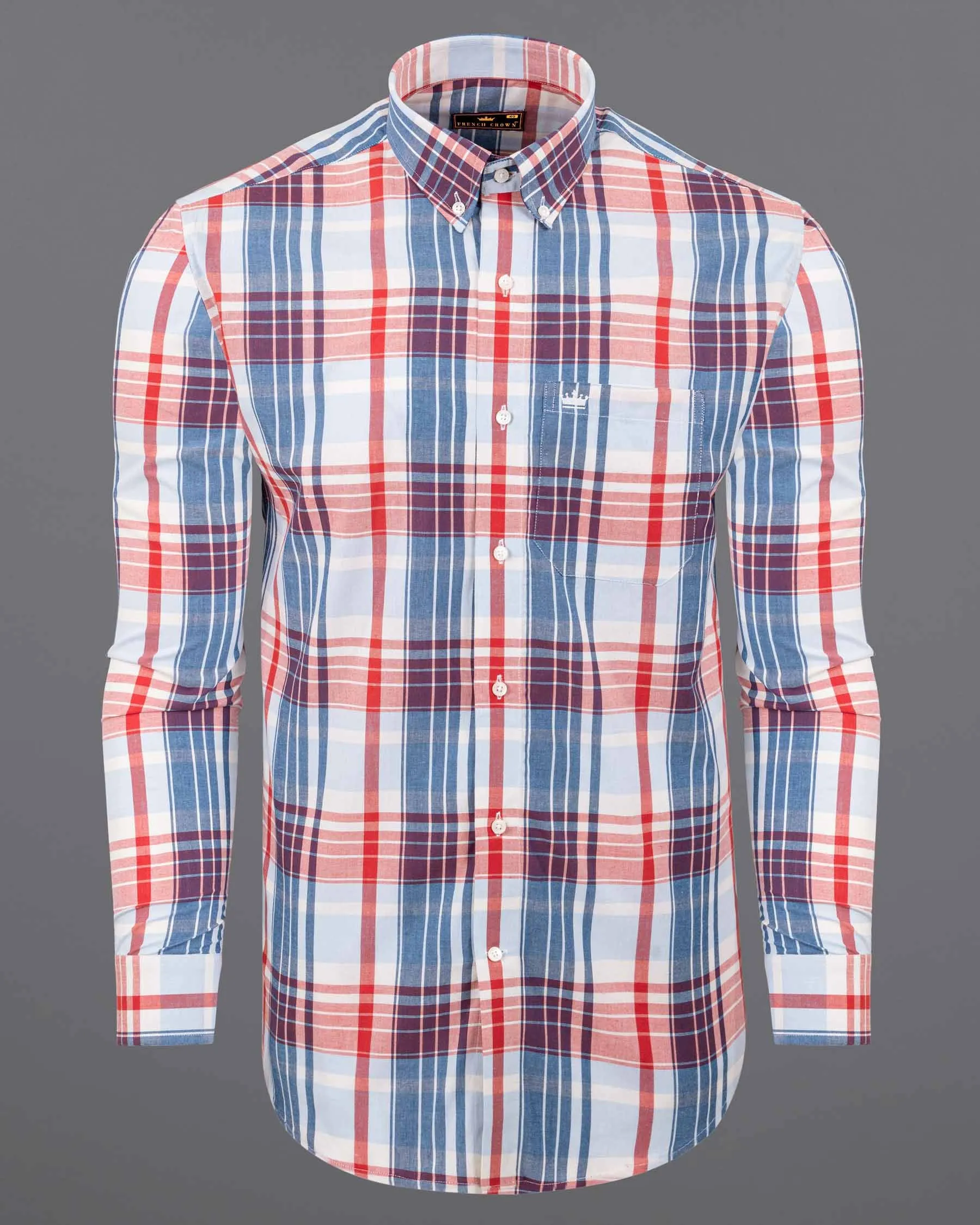 Off White Plaid Premium Cotton Shirt sold by French Crown product image thumbnail 5