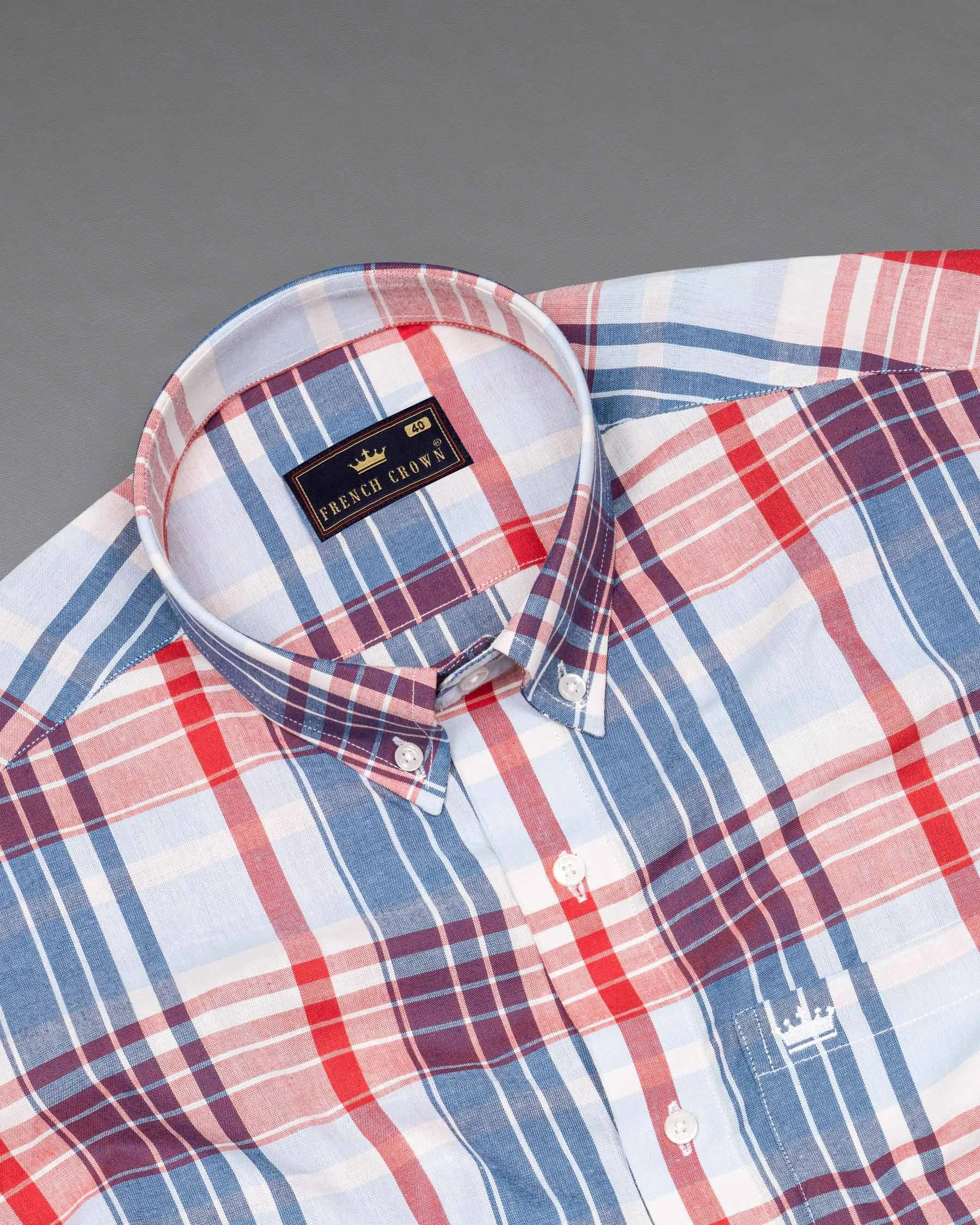 Off White Plaid Premium Cotton Shirt sold by French Crown product image thumbnail 4