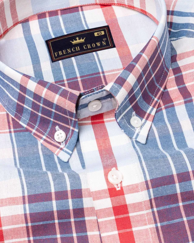 Off White Plaid Premium Cotton Shirt sold by French Crown