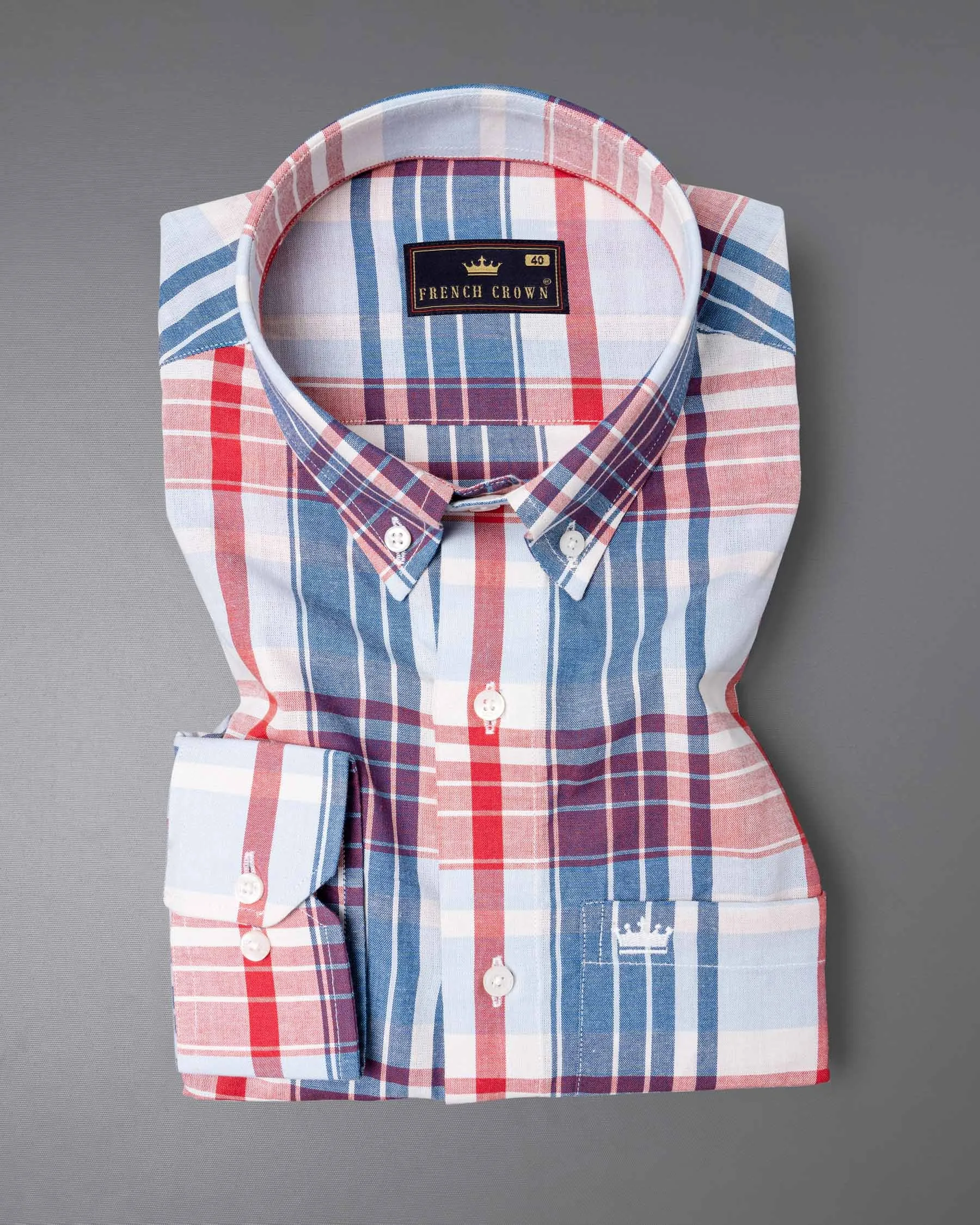 Off White Plaid Premium Cotton Shirt sold by French Crown product image thumbnail 3
