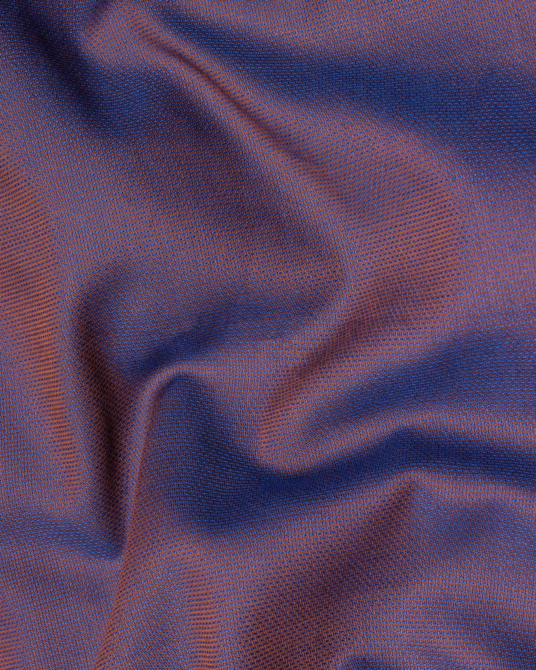 Mule Fawn and Cerulean Two-Toned Dobby Giza Cotton Shirt sold by French Crown product image thumbnail 2