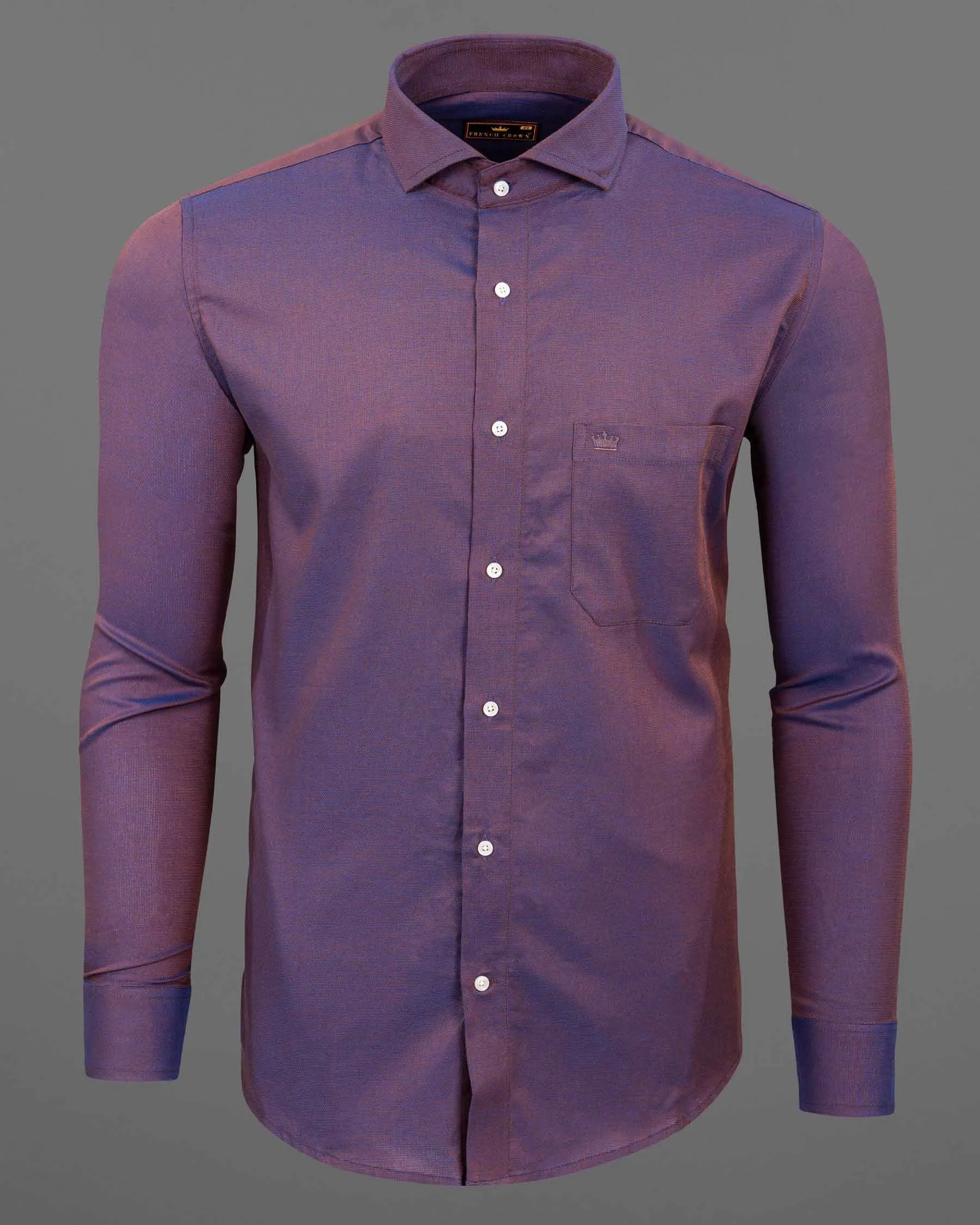 Mule Fawn and Cerulean Two-Toned Dobby Giza Cotton Shirt sold by French Crown product image thumbnail 5