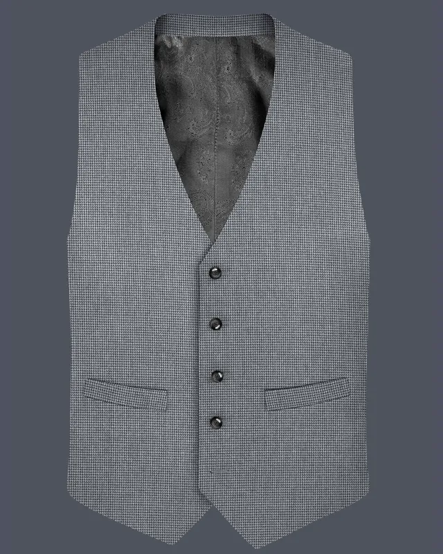 Mountain Mist Gray Houndstooth Wool Rich Waistcoat made by French Crown