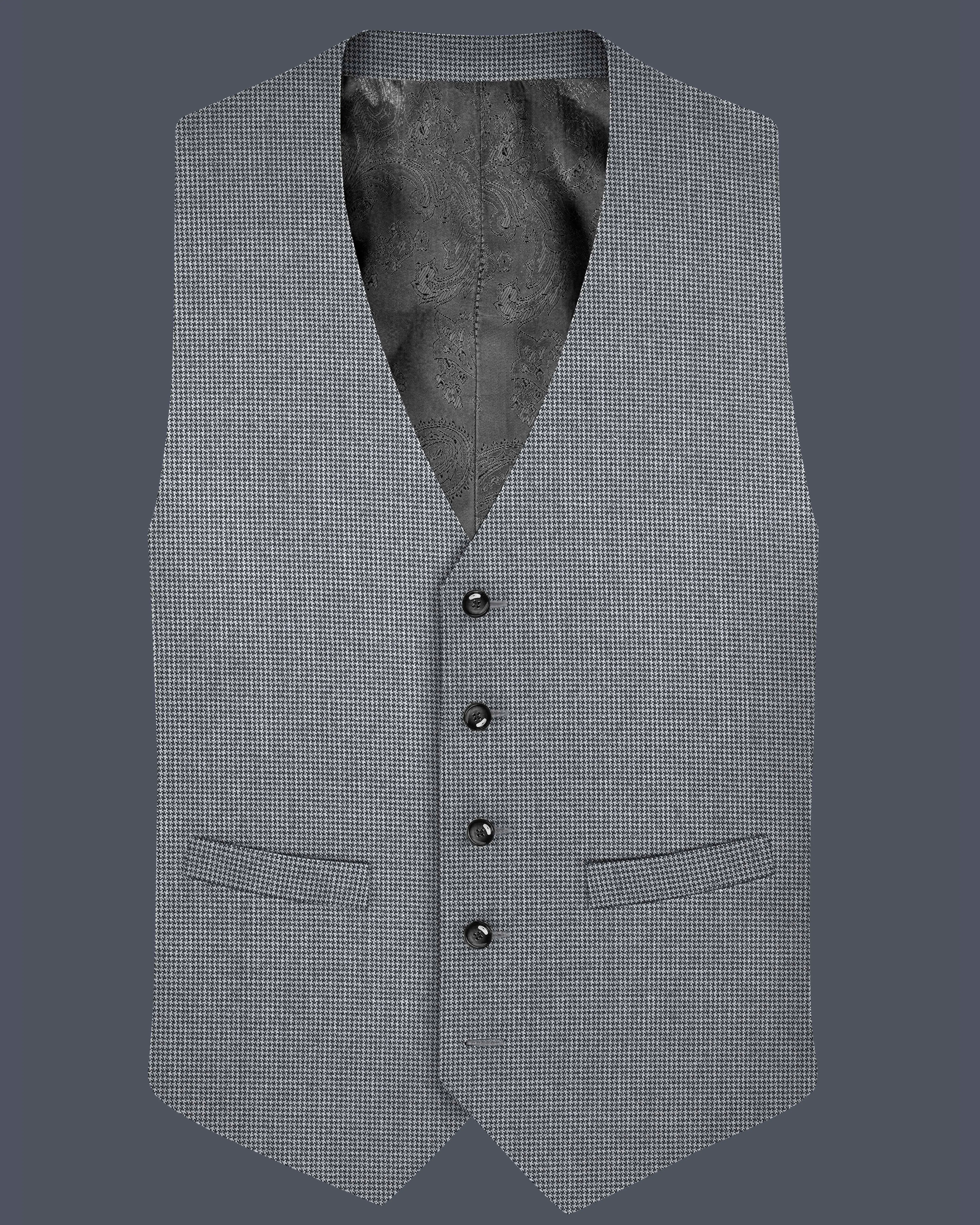 Mountain Mist Gray Houndstooth Wool Rich Waistcoat sold by French Crown