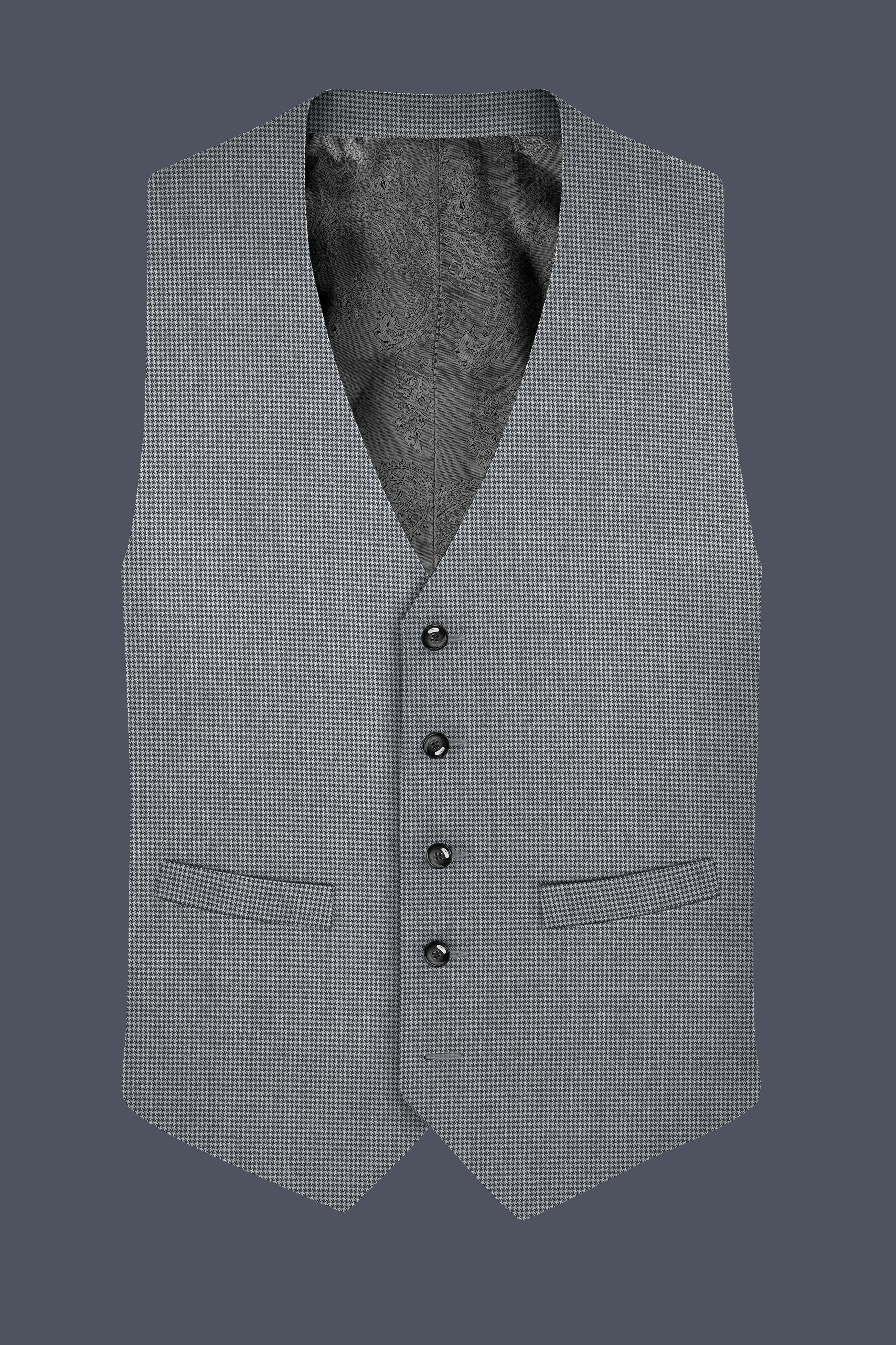 Mountain Mist Gray Houndstooth Wool Rich Waistcoat sold by French Crown product image thumbnail 3