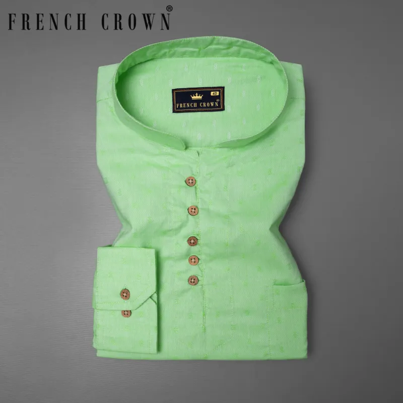 Moss Green Dobby Textured Premium Giza Cotton Shirt sold by French Crown