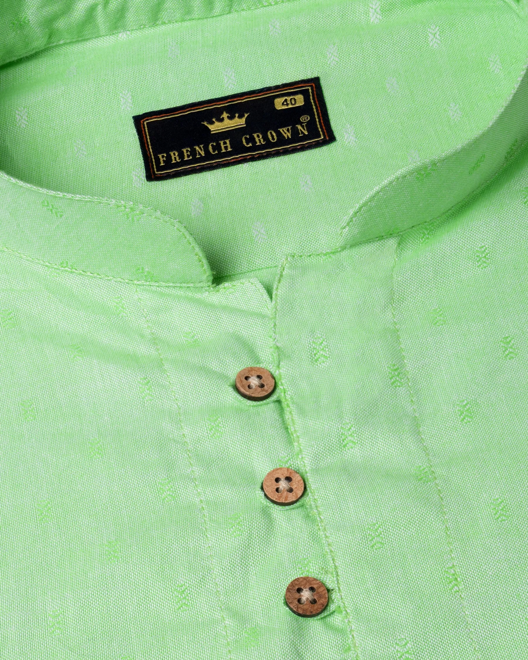 Moss Green Dobby Textured Premium Giza Cotton Shirt sold by French Crown product image thumbnail 4