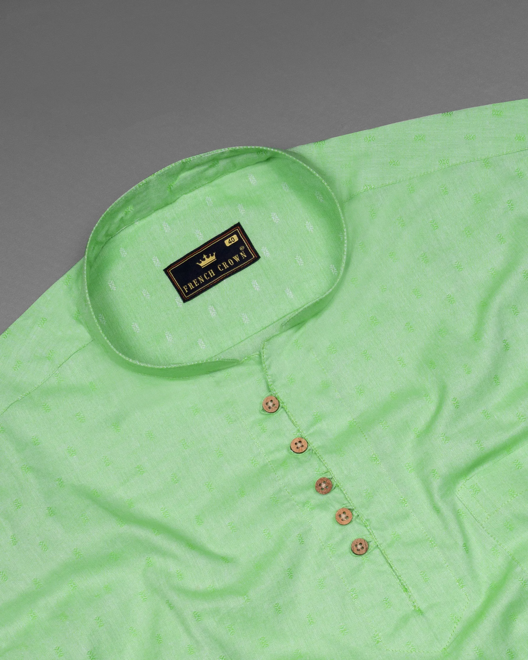 Moss Green Dobby Textured Premium Giza Cotton Shirt sold by French Crown product image thumbnail 5