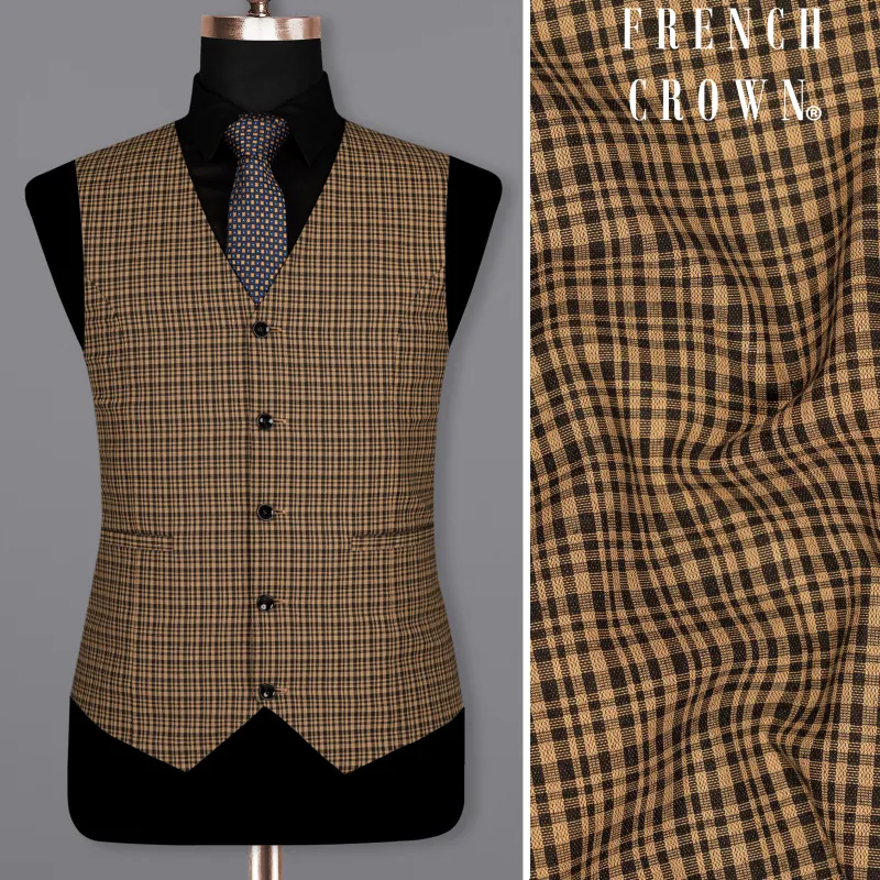 Manhattan Brown and Black Premium Cotton Belt Closure Sports Waistcoat sold by French Crown