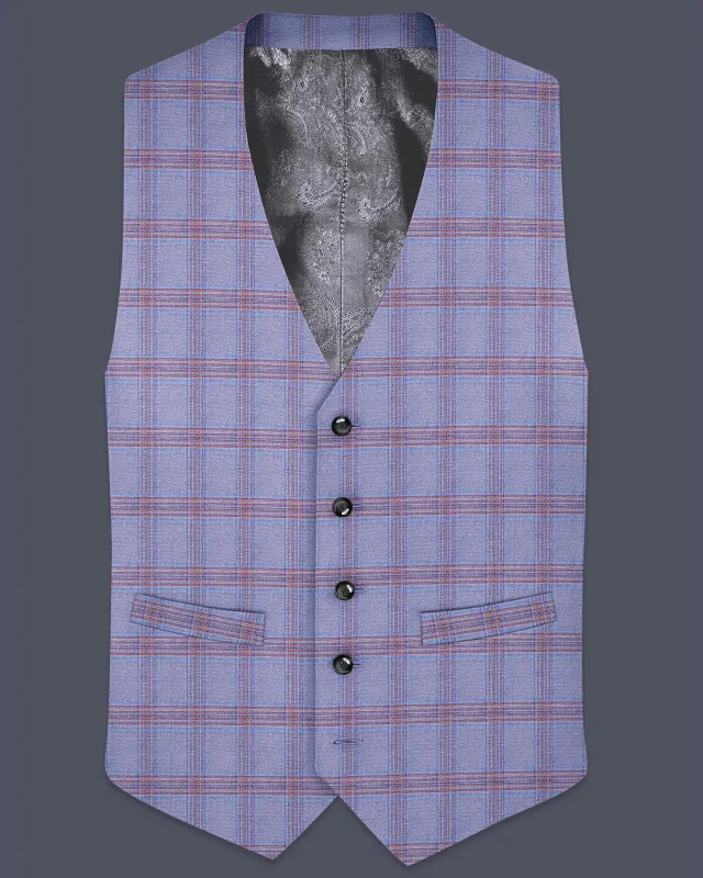 Manatee Grey Super fine Plaid Premium Cotton Waistcoat sold by French Crown