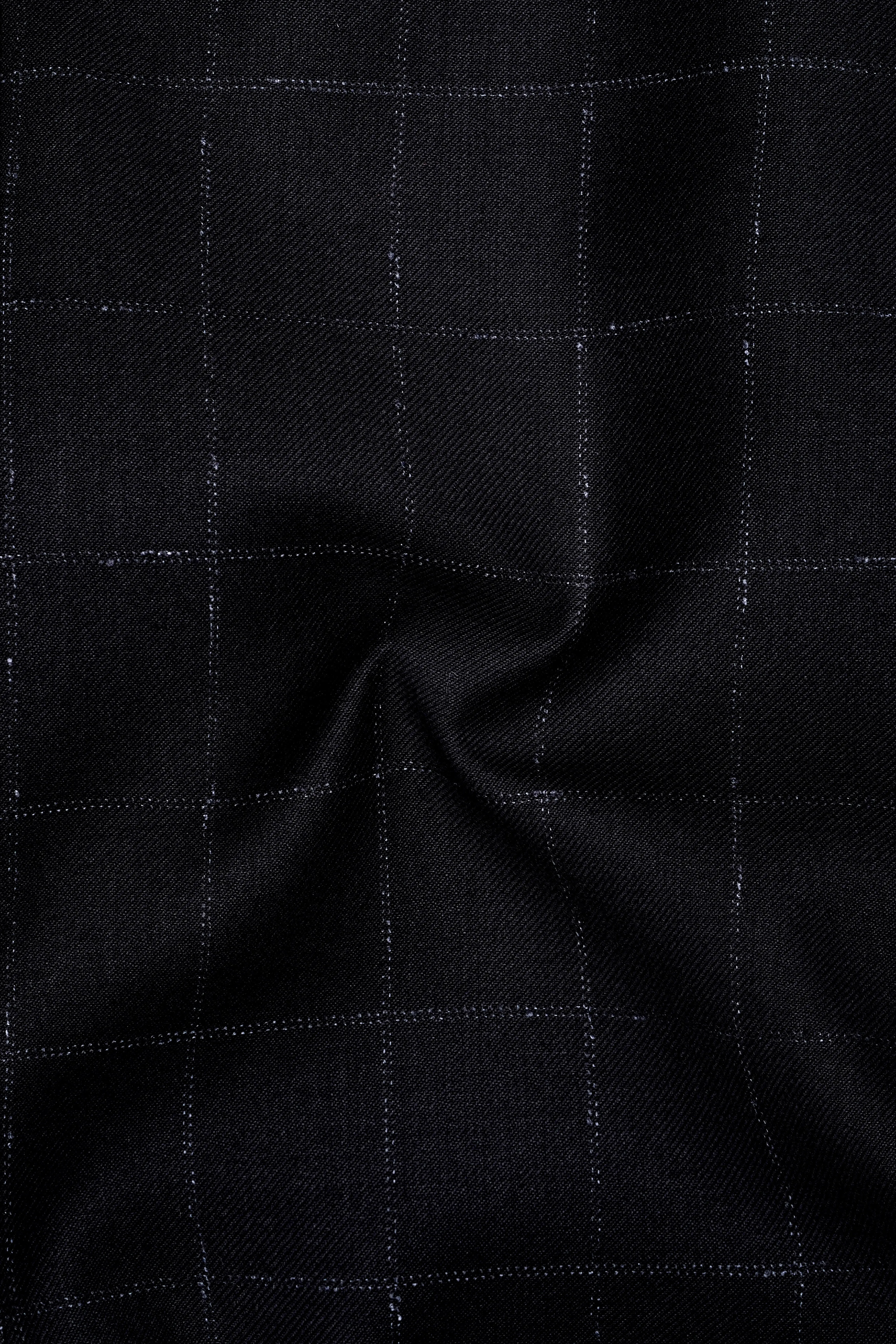 Log Cabin Black Super fine Windowpane Wool Rich Waistcoat sold by French Crown product image thumbnail 3