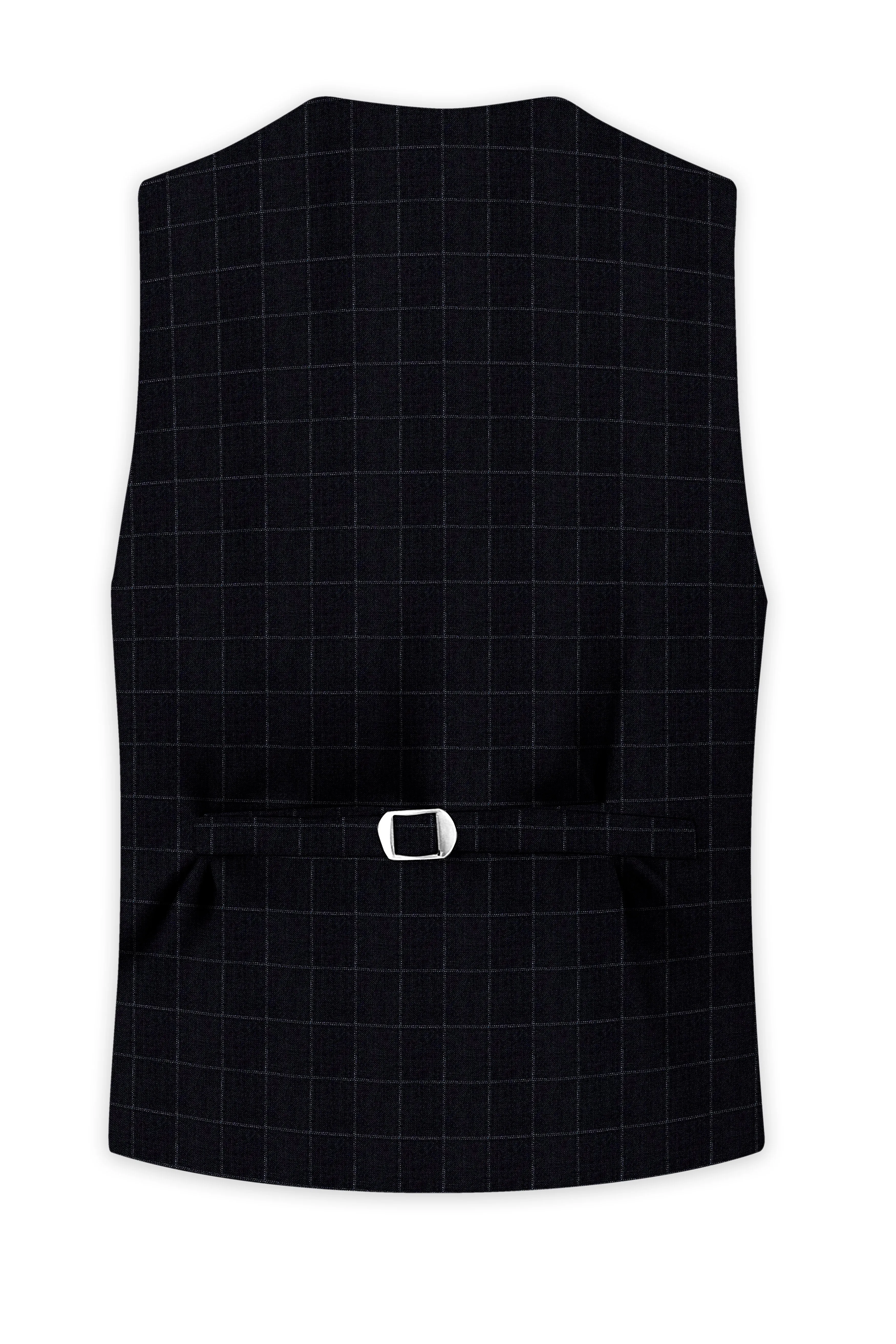 Log Cabin Black Super fine Windowpane Wool Rich Waistcoat sold by French Crown product image thumbnail 4
