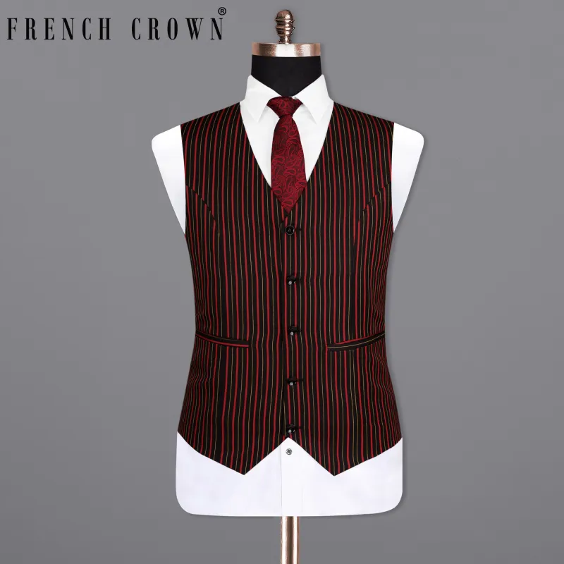 Jade Black Striped Wool Rich Waistcoat sold by French Crown