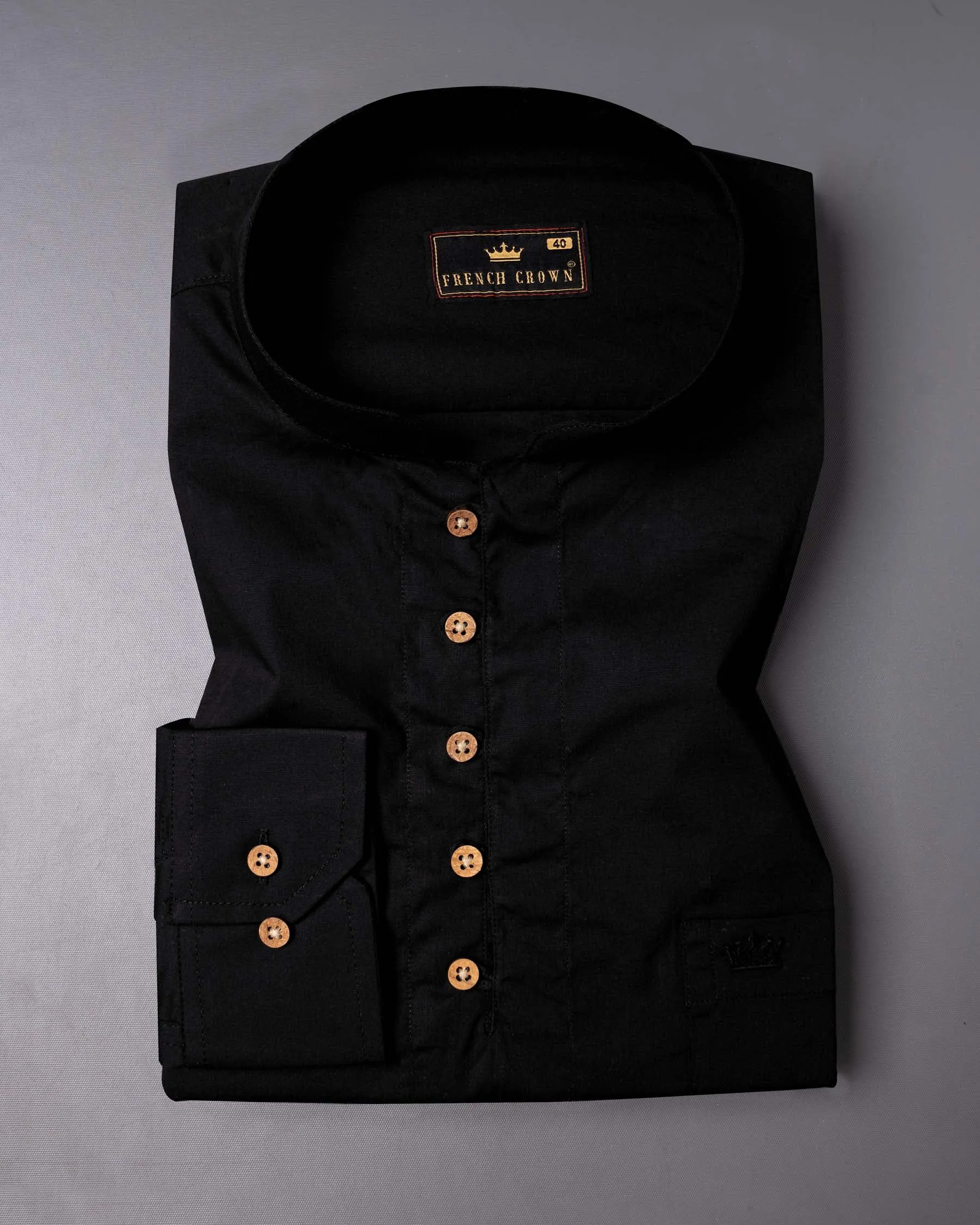 Jade Black Premium Cotton Kurta Shirt sold by French Crown product image thumbnail 2