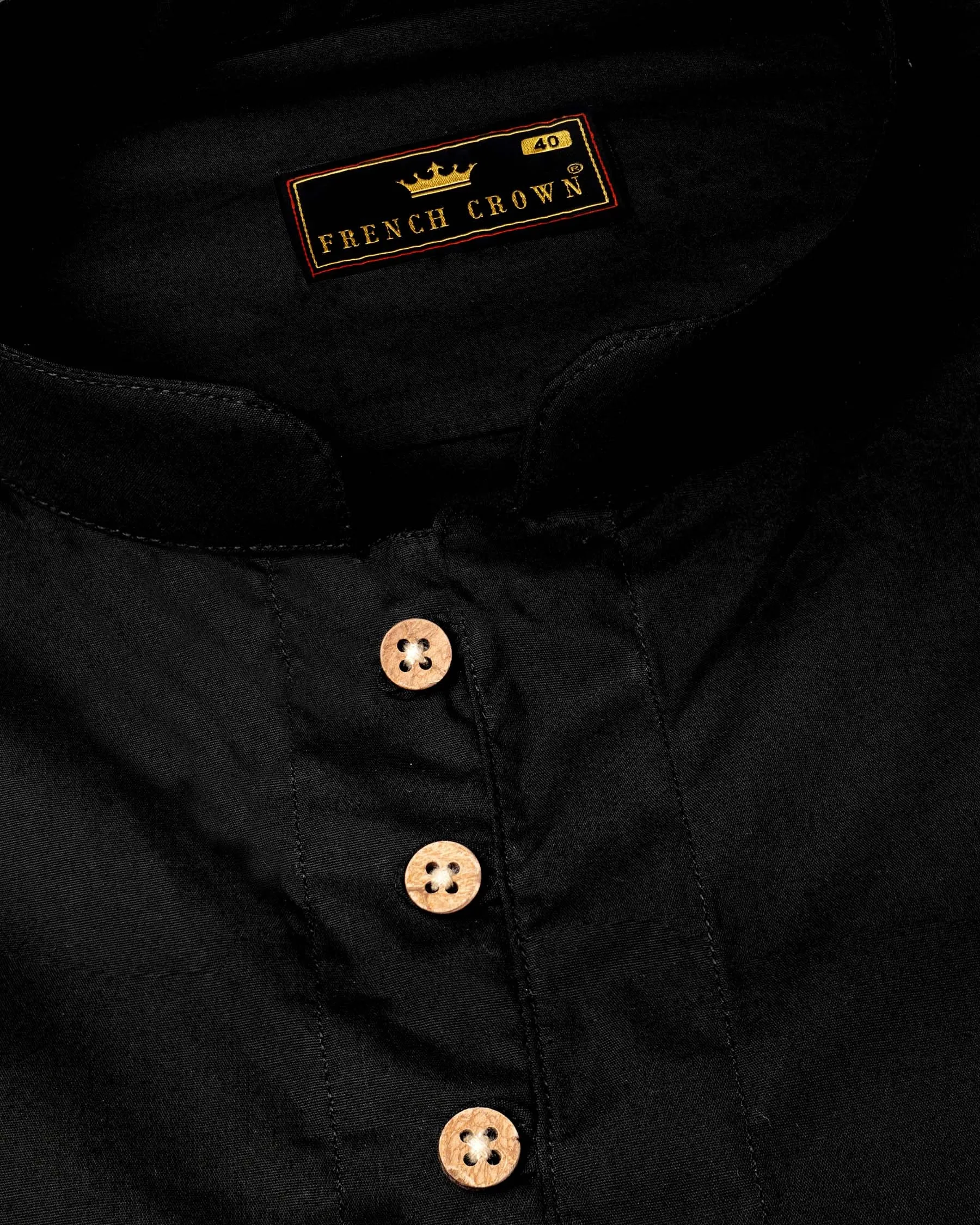 Jade Black Premium Cotton Kurta Shirt sold by French Crown product image thumbnail 5