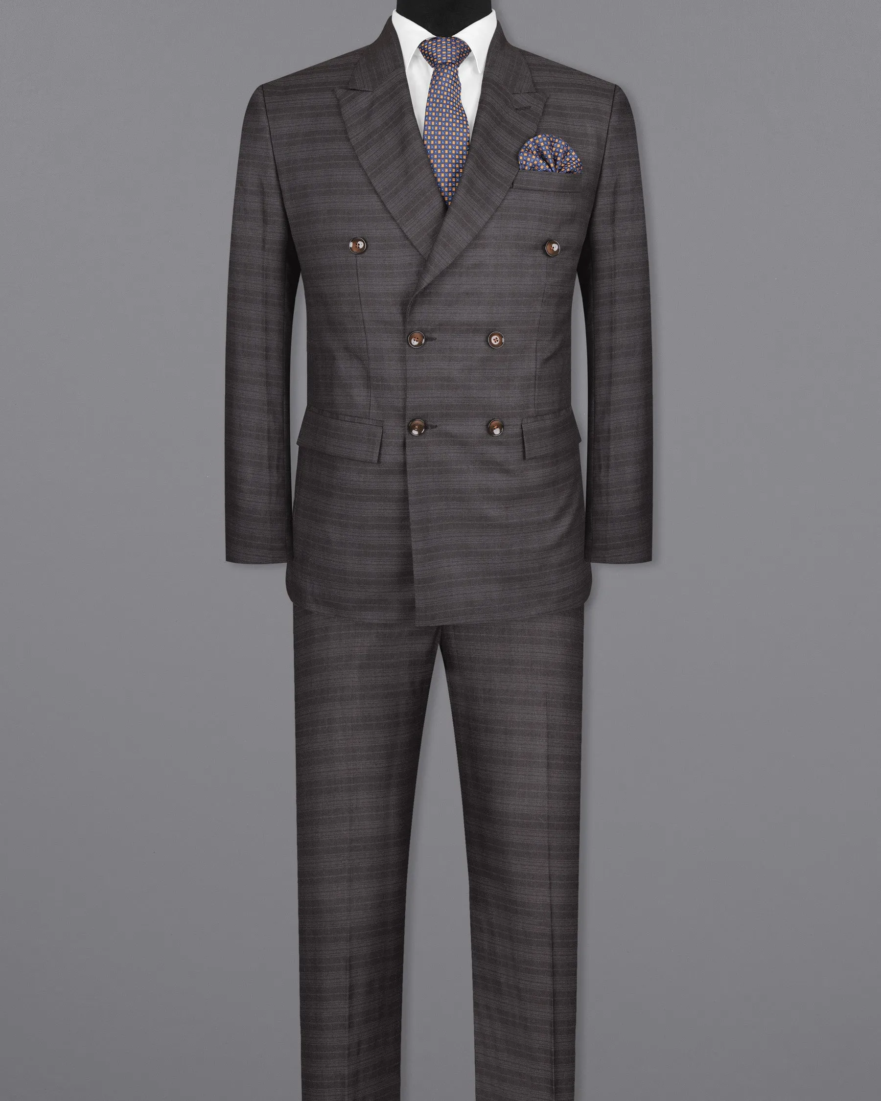 Grape Grey Double Breasted Striped Woolrich Suit sold by French Crown product image thumbnail 4