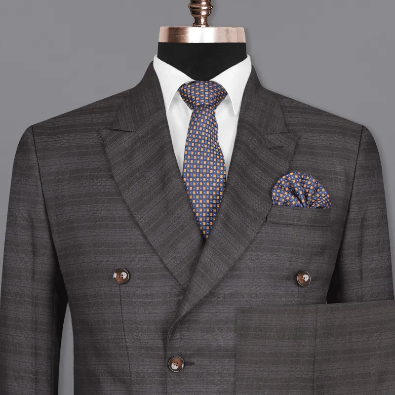 Grape Grey Double Breasted Striped Woolrich Suit sold by French Crown