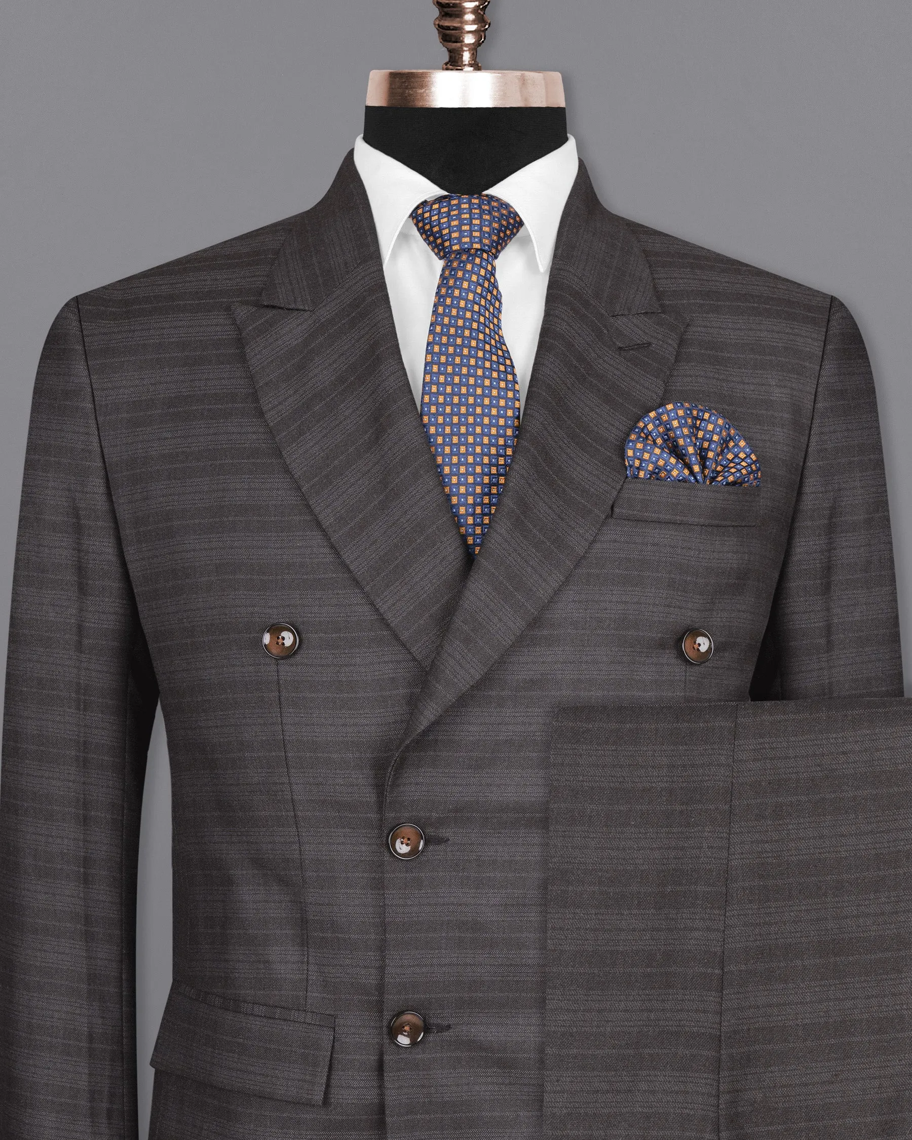 Grape Grey Double Breasted Striped Woolrich Suit sold by French Crown product image thumbnail 2