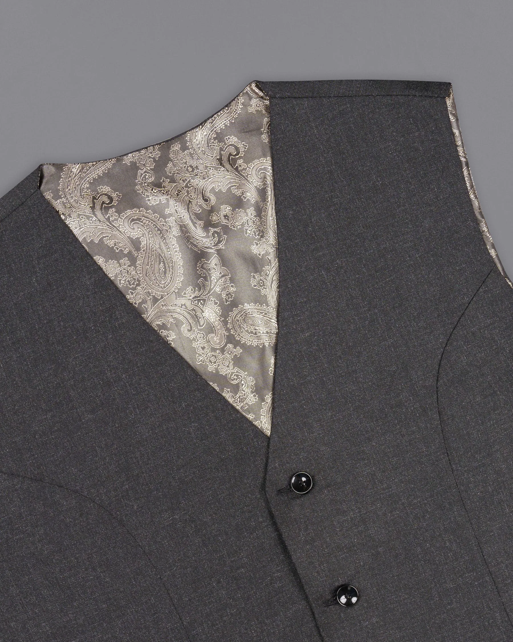 Charcoal Wool Rich Sports Waistcoat sold by French Crown product image thumbnail 4