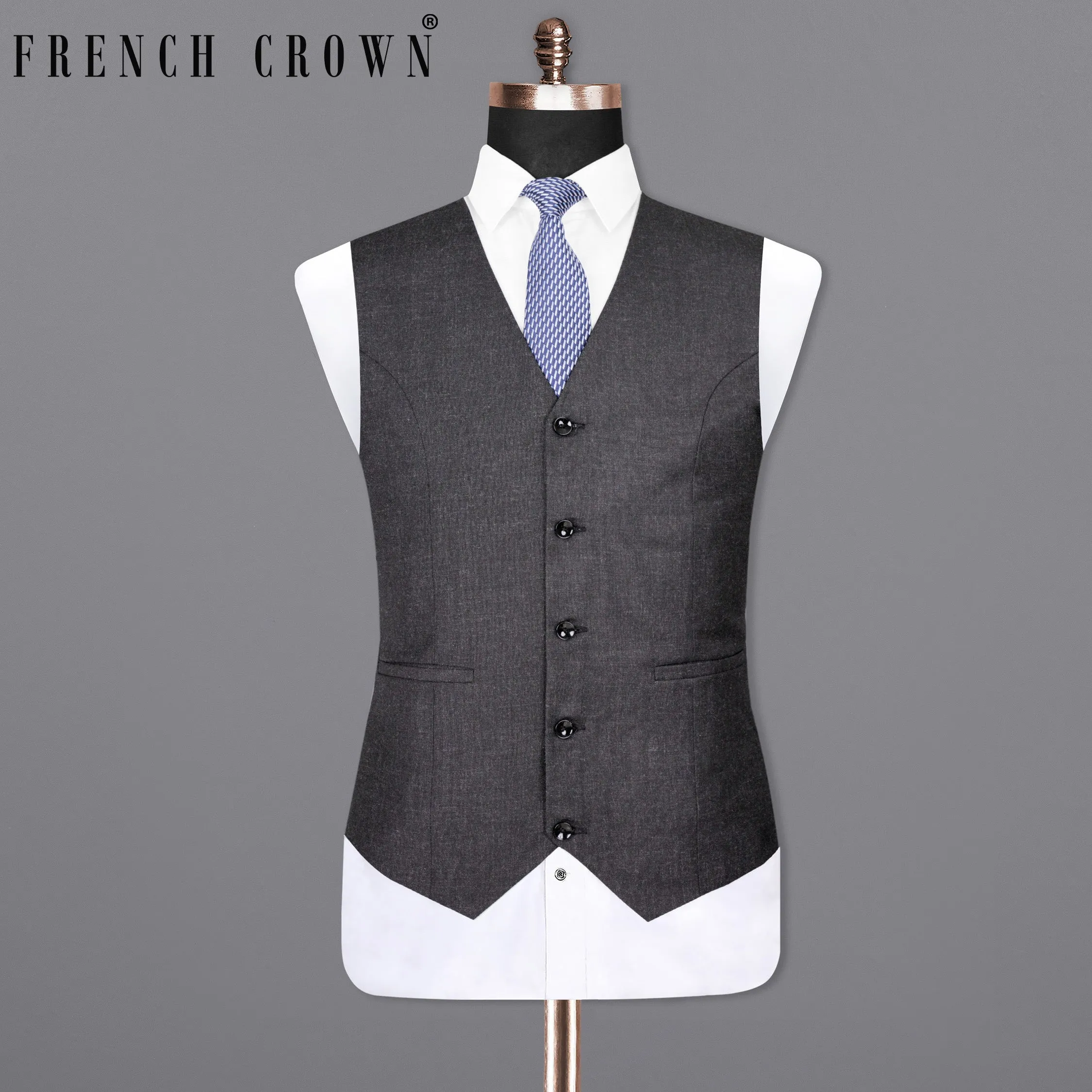 Charcoal Wool Rich Sports Waistcoat sold by French Crown