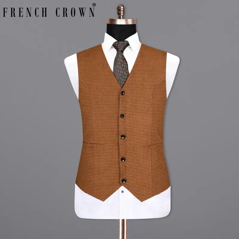 Cape Palliser Brown Velvet Corduroy Box patterned Sports Waistcoat sold by French Crown