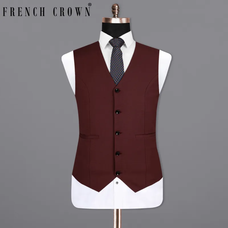 Burgandy Wool Rich  Waistcoat sold by French Crown