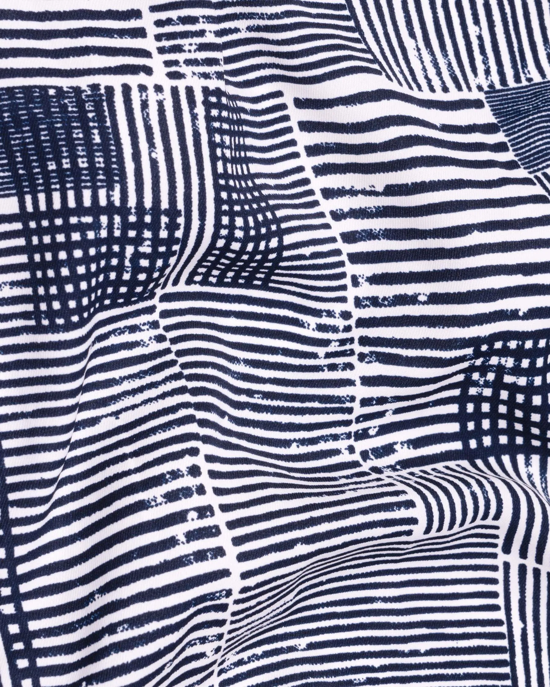 Bright White with Martinique Blue Printed Premium Tencel Shirt sold by French Crown product image thumbnail 3