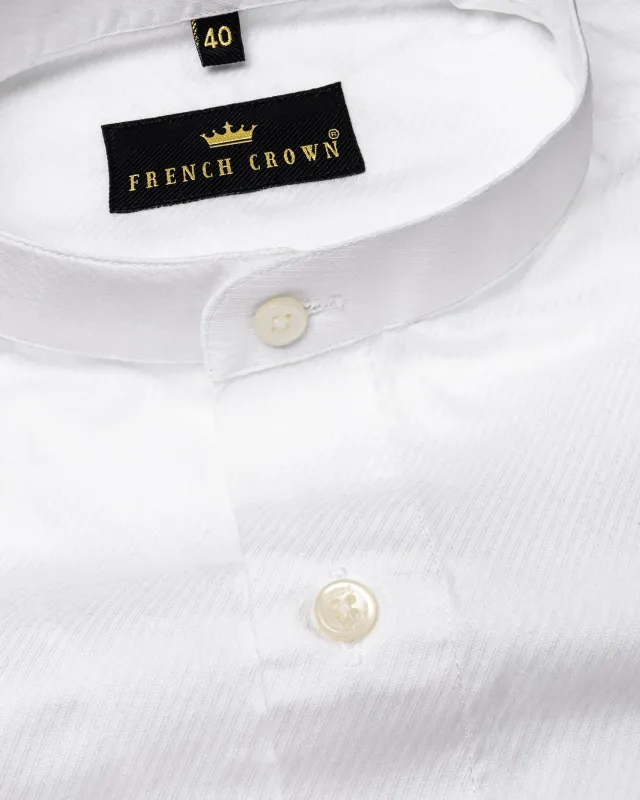 Bright White Striped Dobby Textured Premium Giza Cotton Shirt sold by French Crown