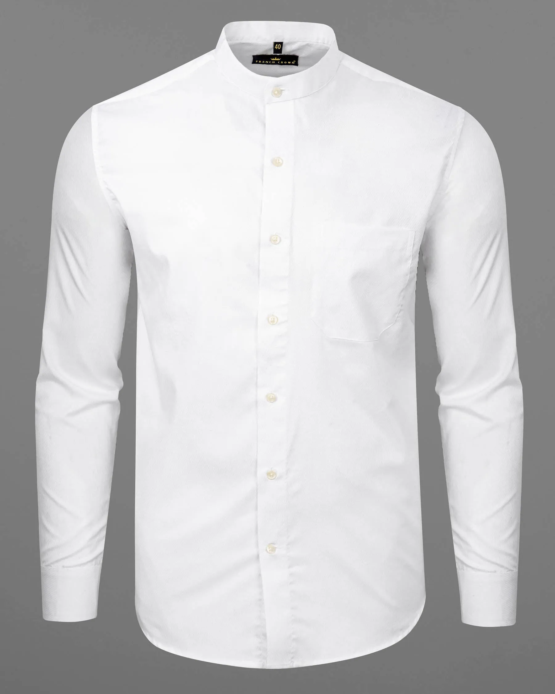 Bright White Striped Dobby Textured Premium Giza Cotton Shirt sold by French Crown product image thumbnail 5