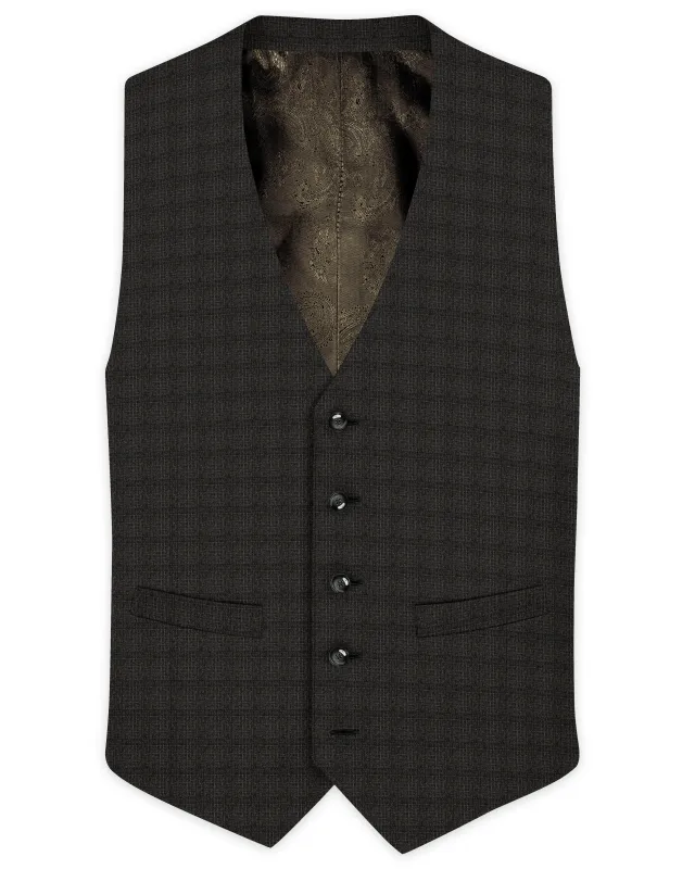 Armadillo Brown subtle windowpane Wool Rich Waistcoat sold by French Crown