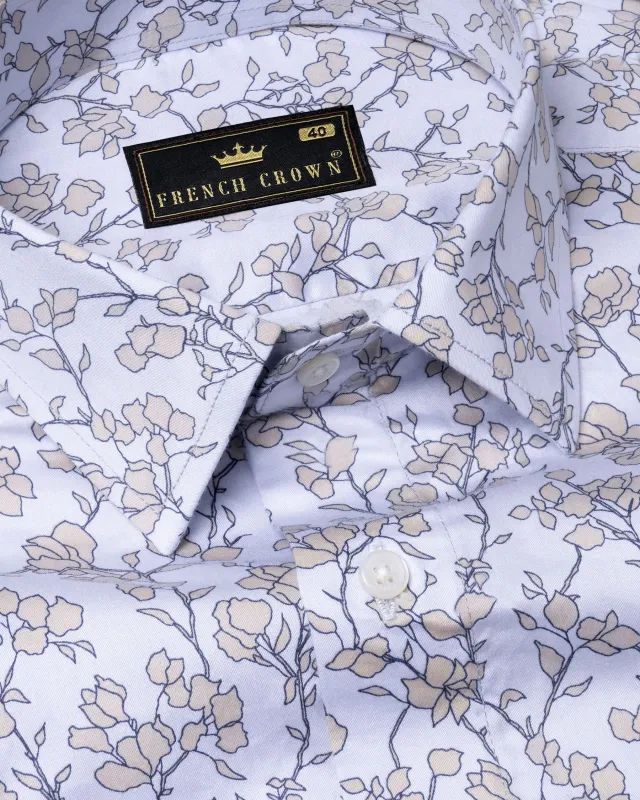 Wistful Blue Leaves Printed Super Soft Premium Cotton Shirt sold by French Crown
