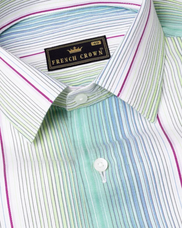 Violet with Madang Green Striped Premium Cotton Shirt sold by French Crown