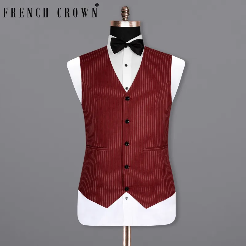 Persian Plum Red Striped Wool Rich Waistcoat sold by French Crown