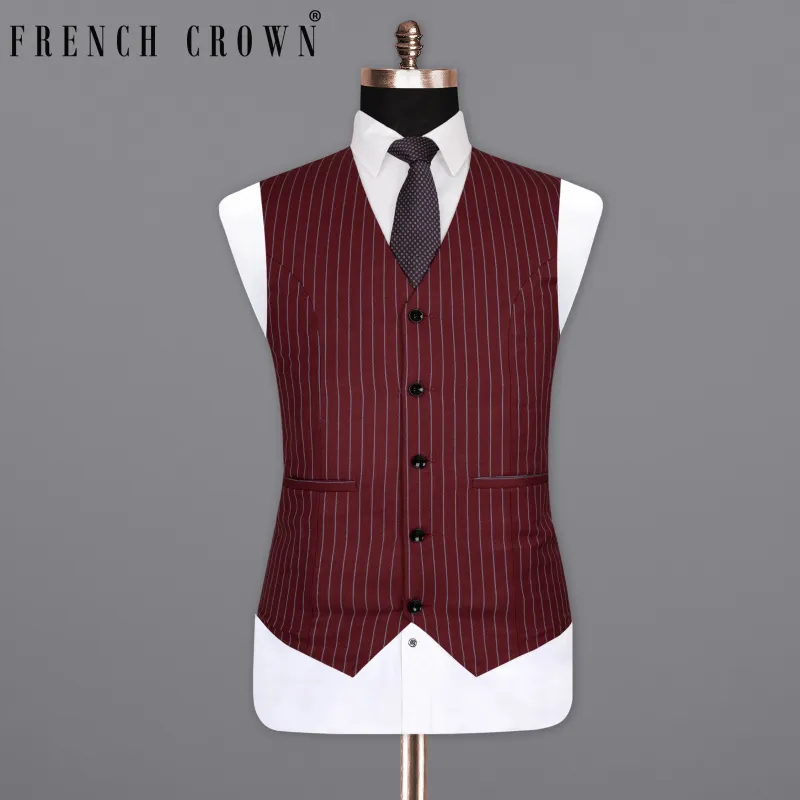 Paprika Red Striped Wool Rich Waistcoat sold by French Crown