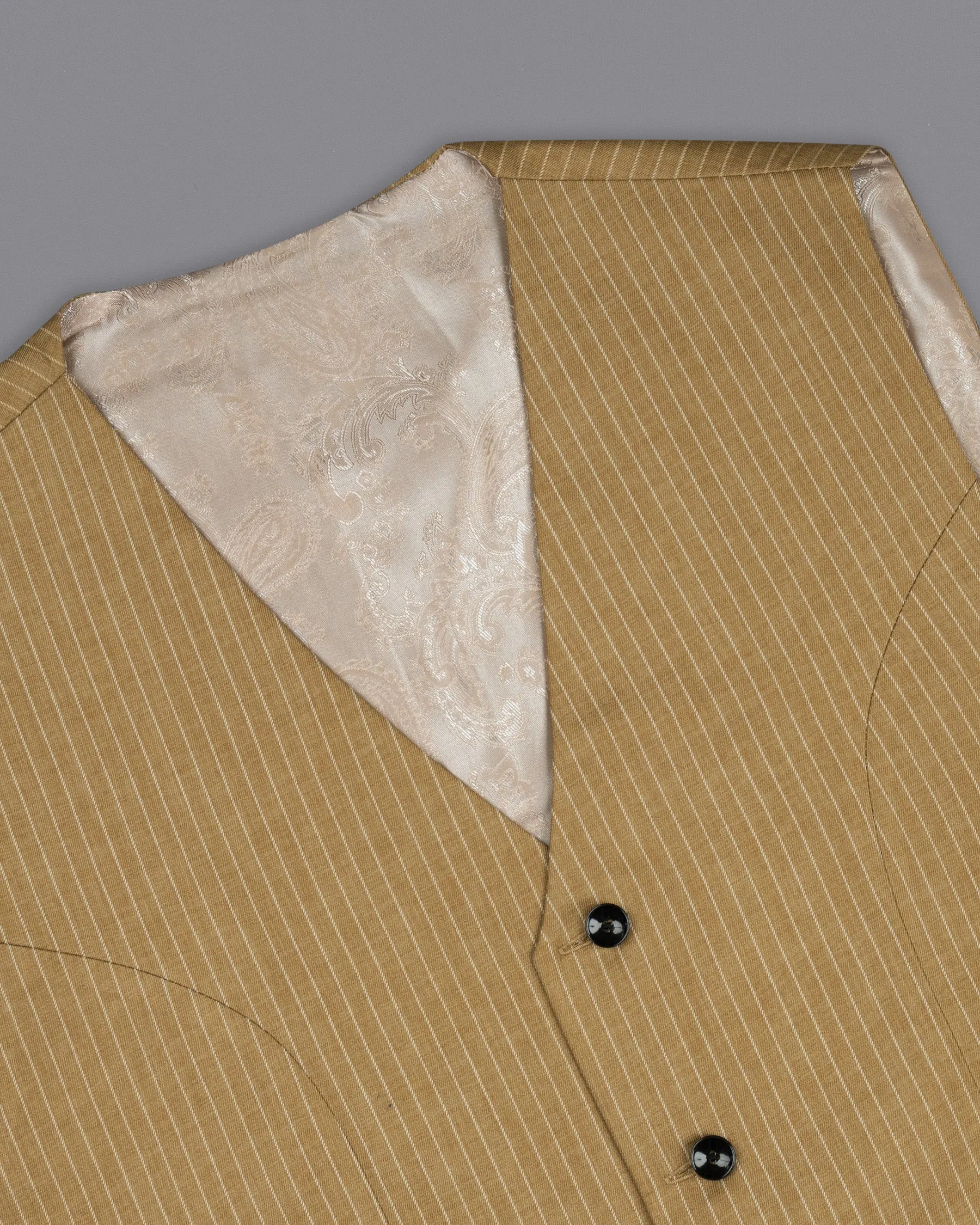 Muesli Brown Striped Wool Rich Waistcoat sold by French Crown product image thumbnail 4