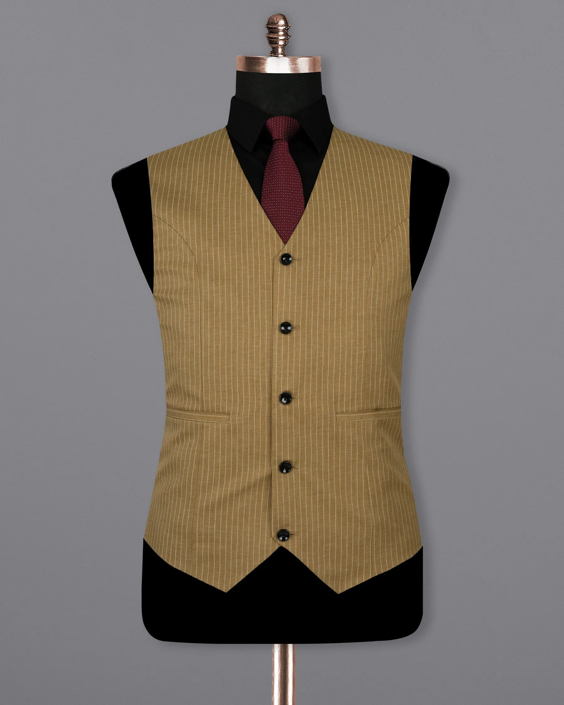 Muesli Brown Striped Wool Rich Waistcoat sold by French Crown product image thumbnail 2