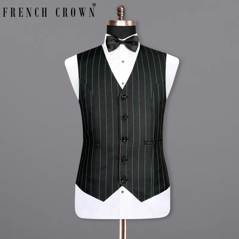 Jade Black Striped Woolrich Waistcoat sold by French Crown