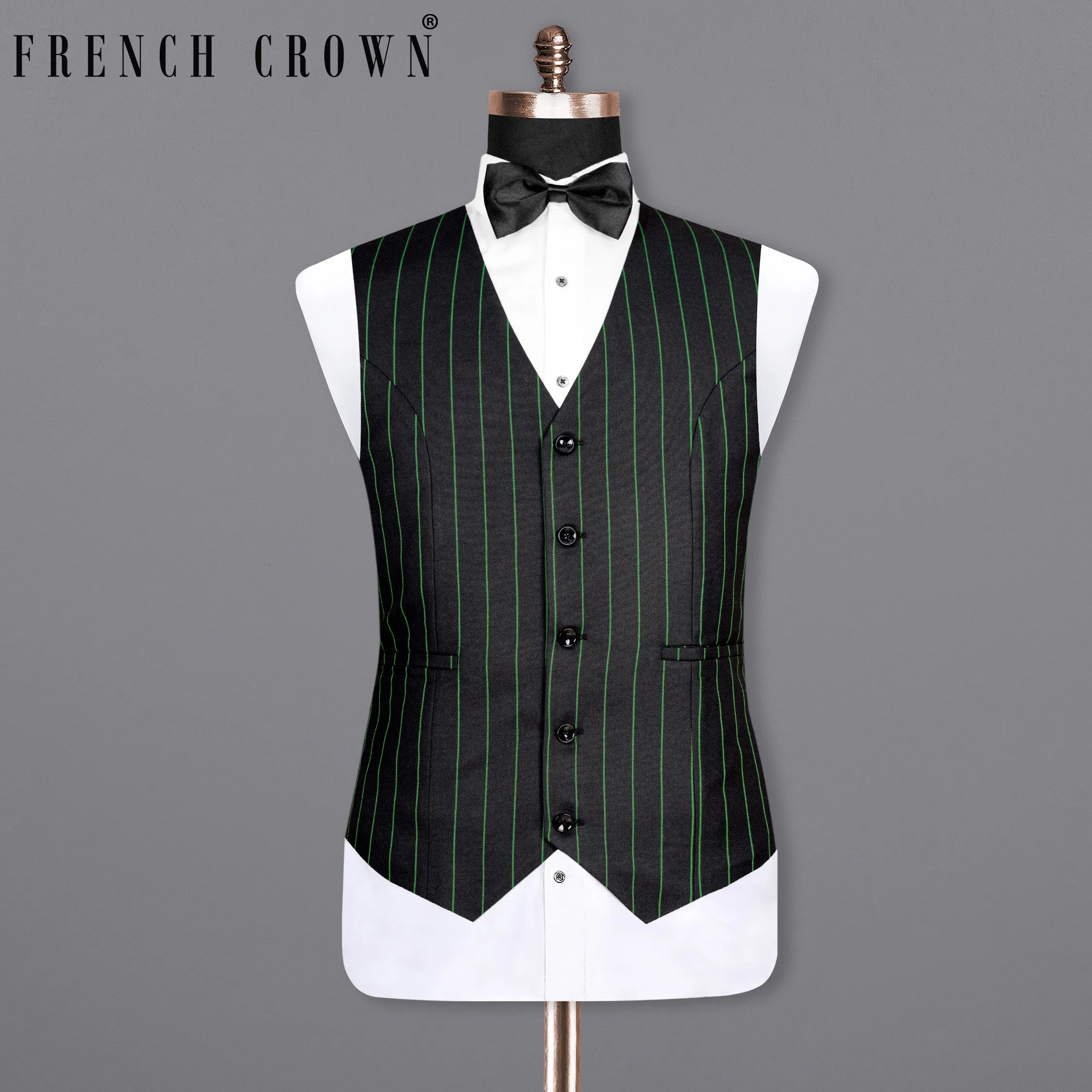 Jade Black Striped Woolrich Waistcoat sold by French Crown