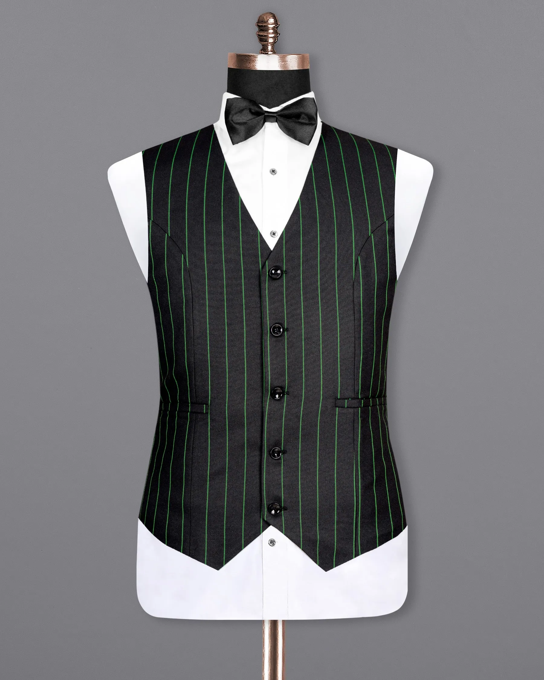 Jade Black Striped Woolrich Waistcoat sold by French Crown product image thumbnail 2