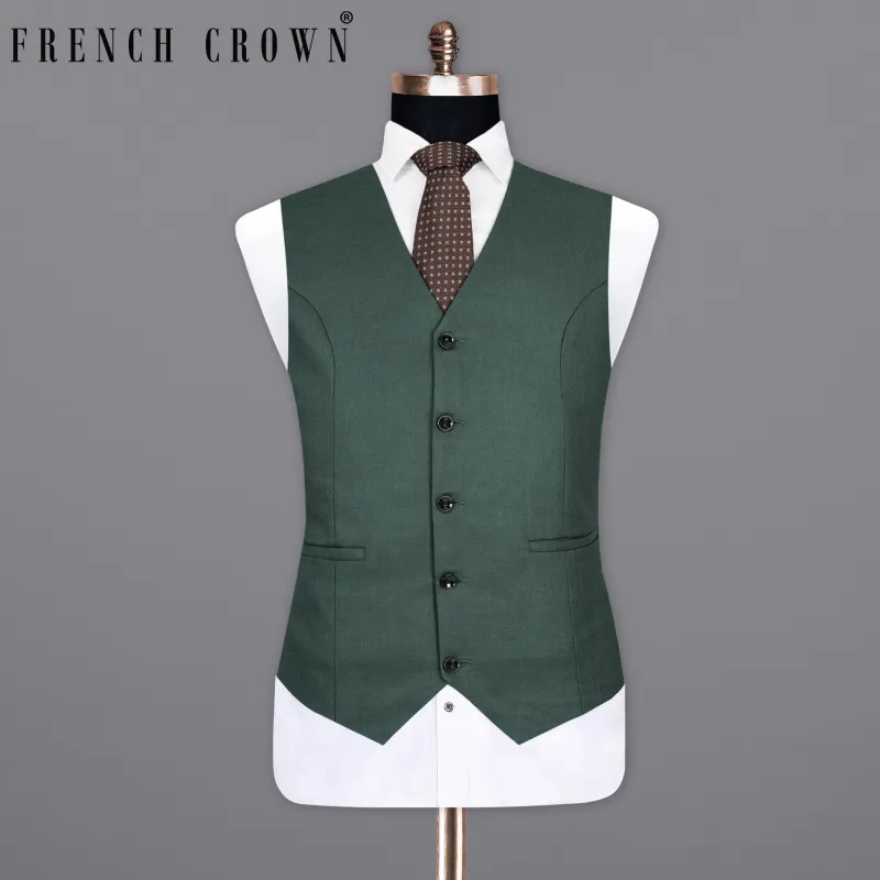 Firefly Green Wool Rich Waistcoat made by French Crown