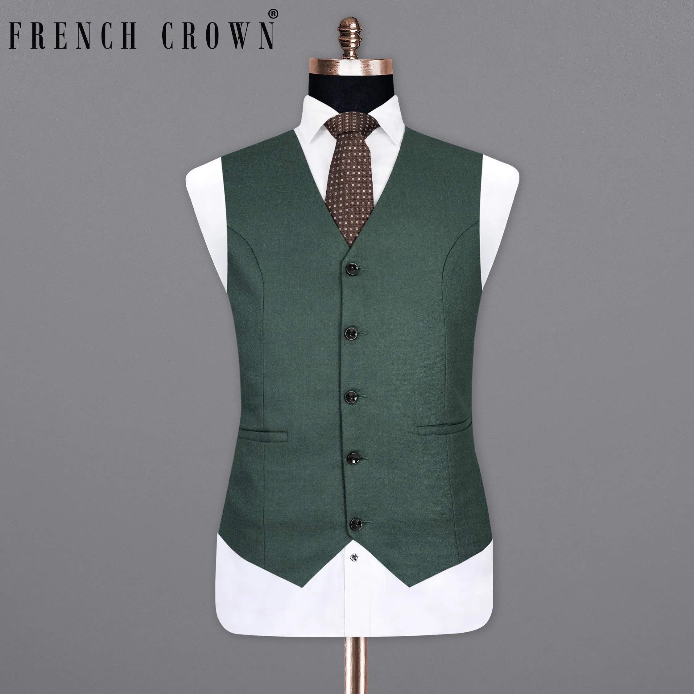 Firefly Green Wool Rich Waistcoat sold by French Crown