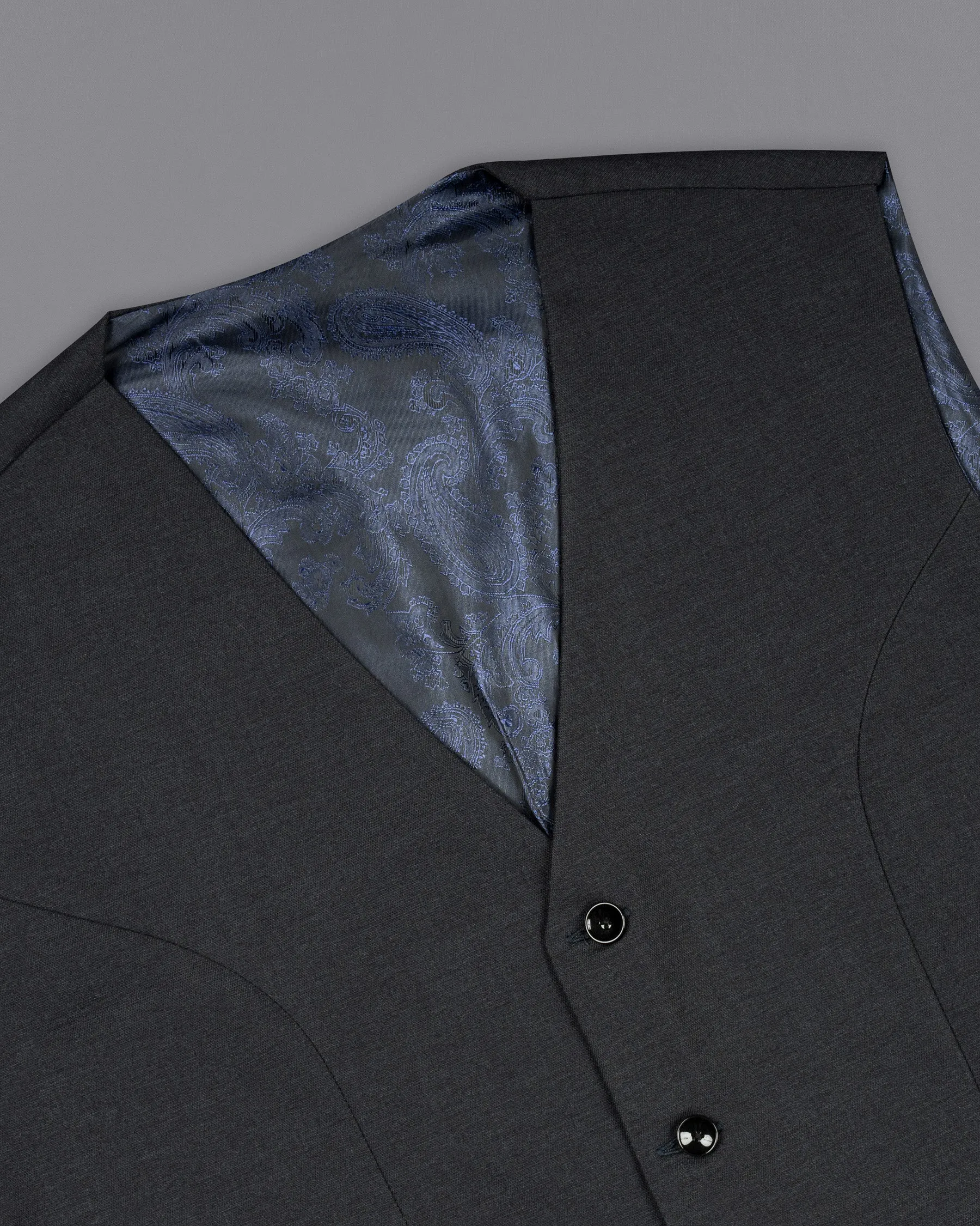 Ebony Grey Premium Cotton Waistcoat sold by French Crown product image thumbnail 4